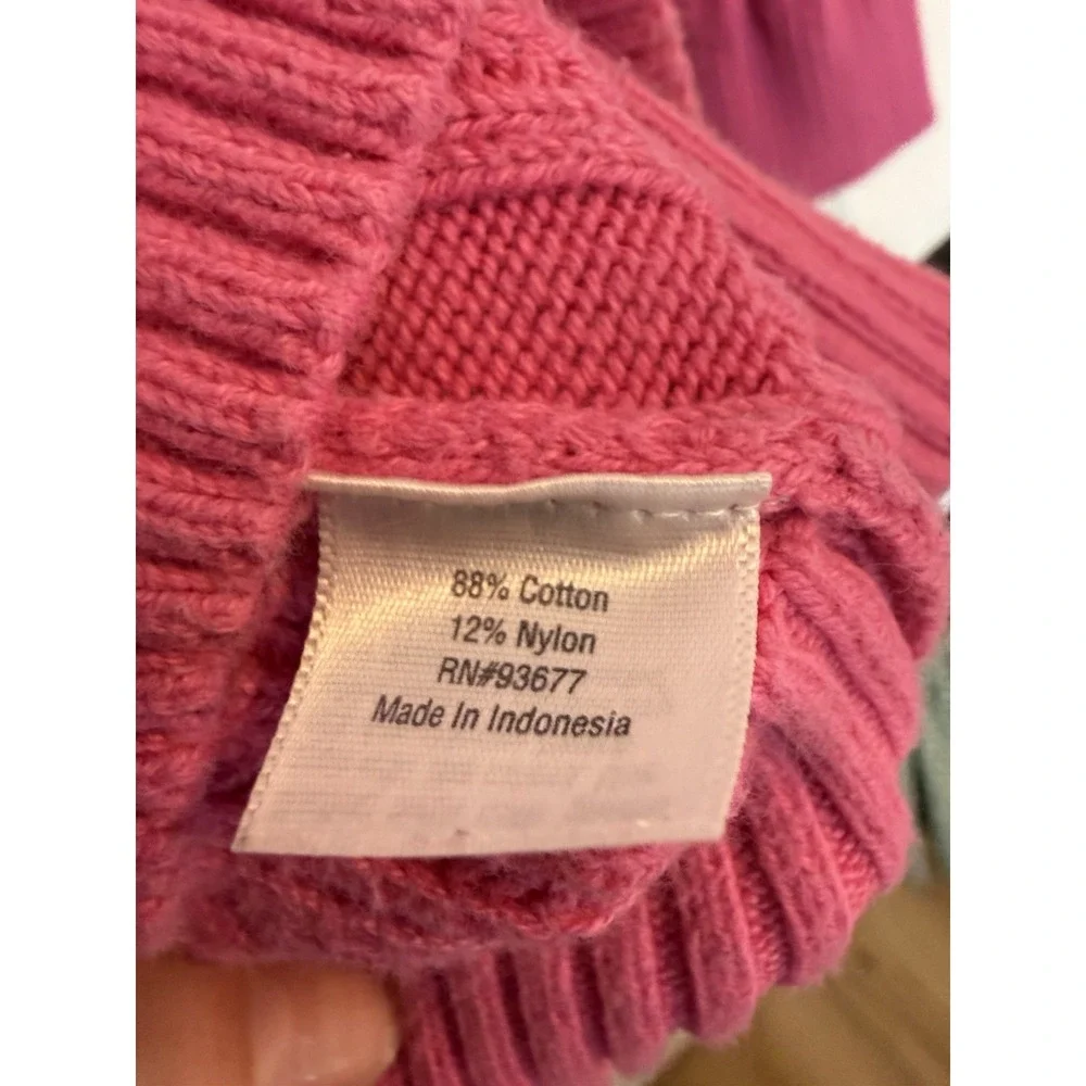 St Johns  Bay Pink Cable Knit Sweater Sz XL Preppy Cottage Coastal Grandpa Y2K
